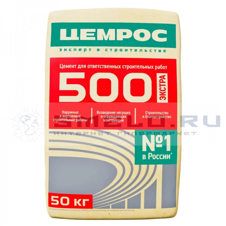 Цемент ЦЕМРОС М500 Д0 ЦЕМ I 42,5 50 кг